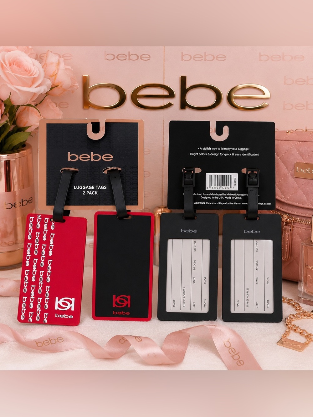 🖤❤️ bebe Black & Red Luggage Tags – 2 Pack – NWT